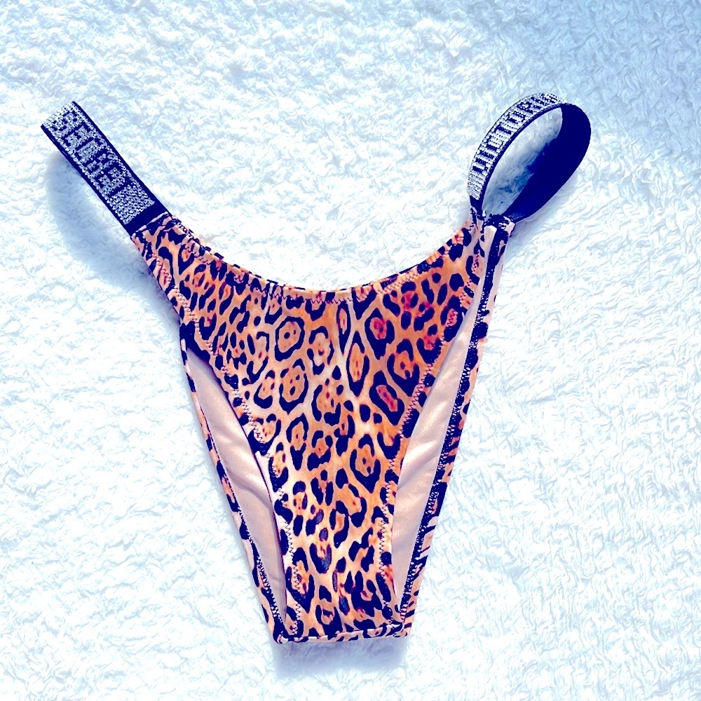 Victoria’s Secret Swim Leopard Bikini Bottom Shine Brazilian Cut